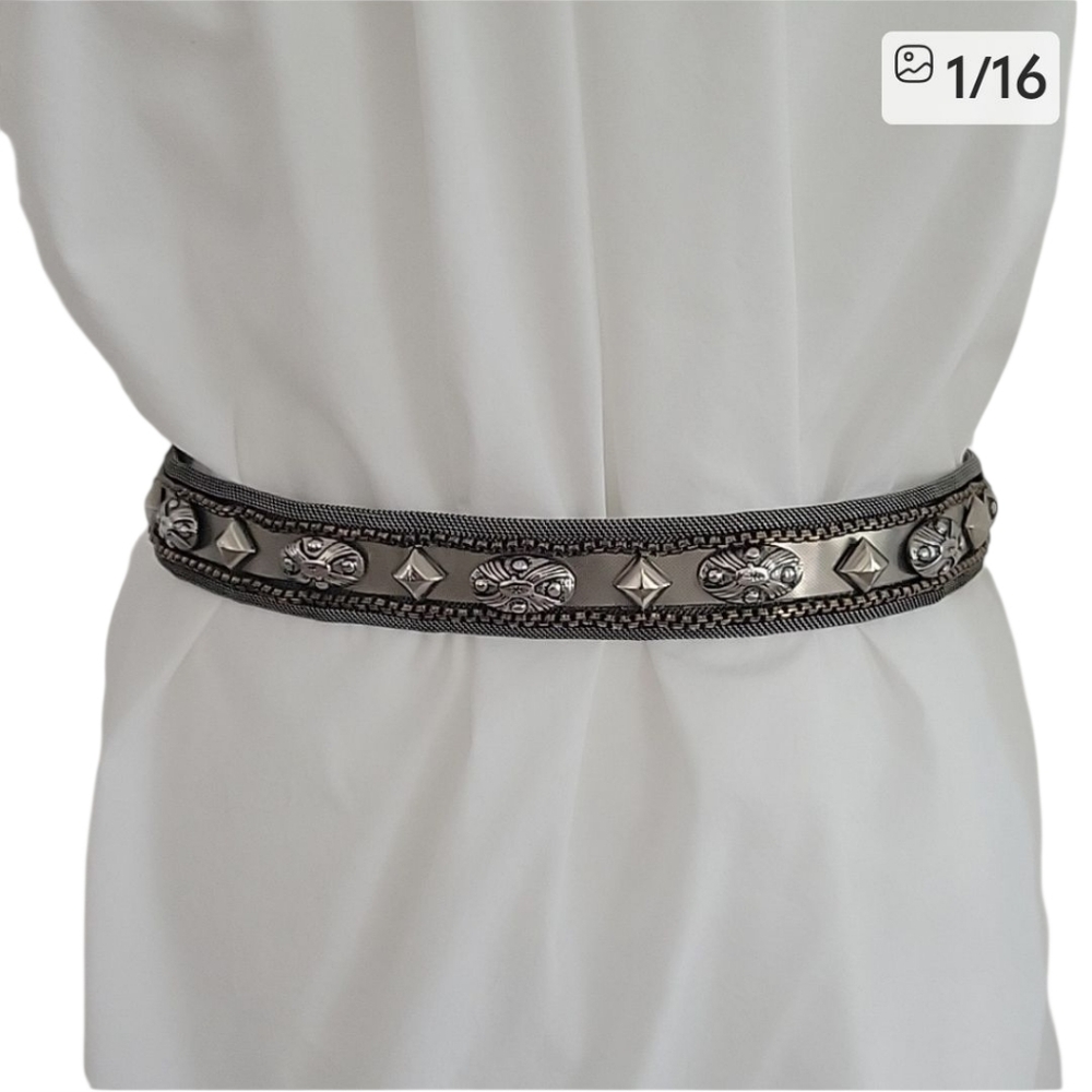 Nanni Milano Vintage Metal Mesh Leather Belt Made in Italy Size 80/32